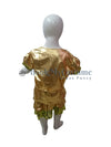 Western Dance Costume for Girls - Green & Golden - Top with Frock - Premium