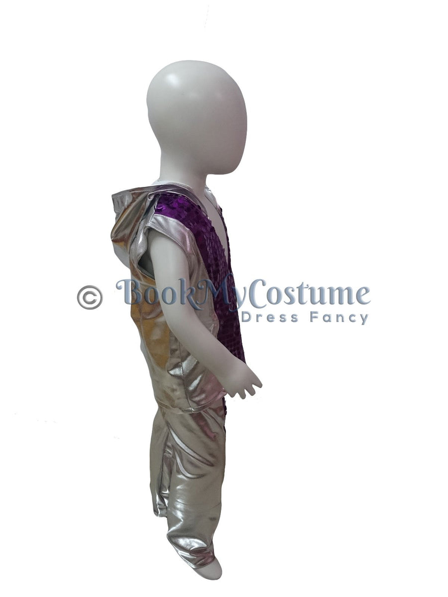 Western Dance Costume for Boys - Purple & Silver - Tshirt with Trousers - Premium