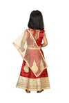 Radha Garba Lehenga Choli Kids Fancy Dress Costume for Girls - Premium - Maroon & Golden