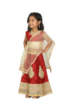 Radha Garba Lehenga Choli Kids Fancy Dress Costume for Girls - Premium - Maroon & Golden