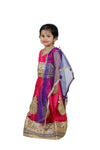 Radha Garba Lehenga Choli Girls Fancy Dress Costume for Girls with Jewellery - Premium - Pink