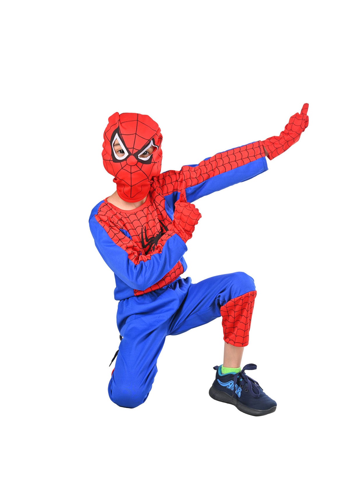 The Red Blue Superhero with Gloves Superhero Kids Fancy Dress Costume Standard