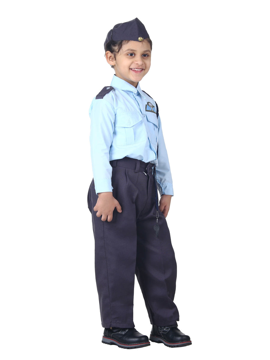 Indian Air Force Defense Pilot Uniform Kids Fancy Dress Costume - Blue