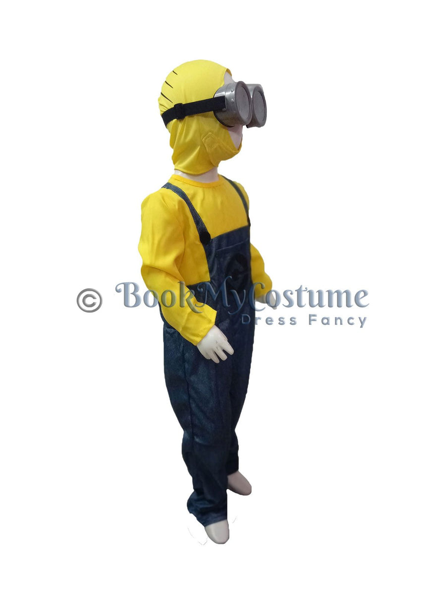 Minion Cartoon Character (Despicable Me) With Goggles Kids Fancy Dress Costume | Premium | Imported