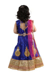 Radha Garba Lehenga Choli Kids Fancy Dress Costume for Girls with Jewellery - Premium - Blue