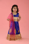 Radha Garba Lehenga Choli Kids Fancy Dress Costume for Girls with Jewellery - Premium - Blue