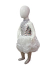 Kids White Silver Western Dance Balloon Frock for Girls