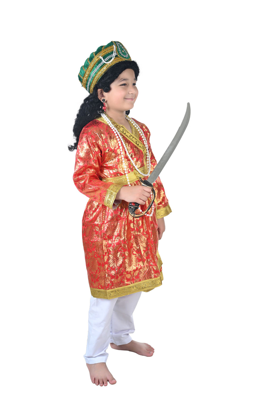 Mughal Emperor Sultan with Wig & Sword Kids Fancy Dress Costume for Boys & Men