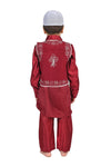 Muslim Boy Red Pathani Suit with Cap Indian Fancy Dress Costume for Boys