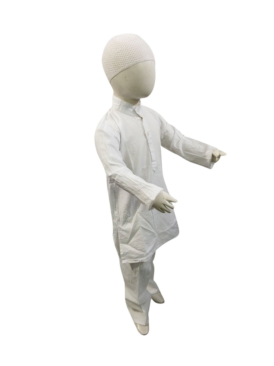 Muslim Boy White Kurta Pyjama & Cap Indian State Fancy Dress Costume for Boys and Adults