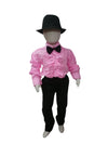 Buy & Rent Ballroom Western Dance Pink Shirt, Black Pant, Hat & Bow Kids Fancy Dress Costume Online in India