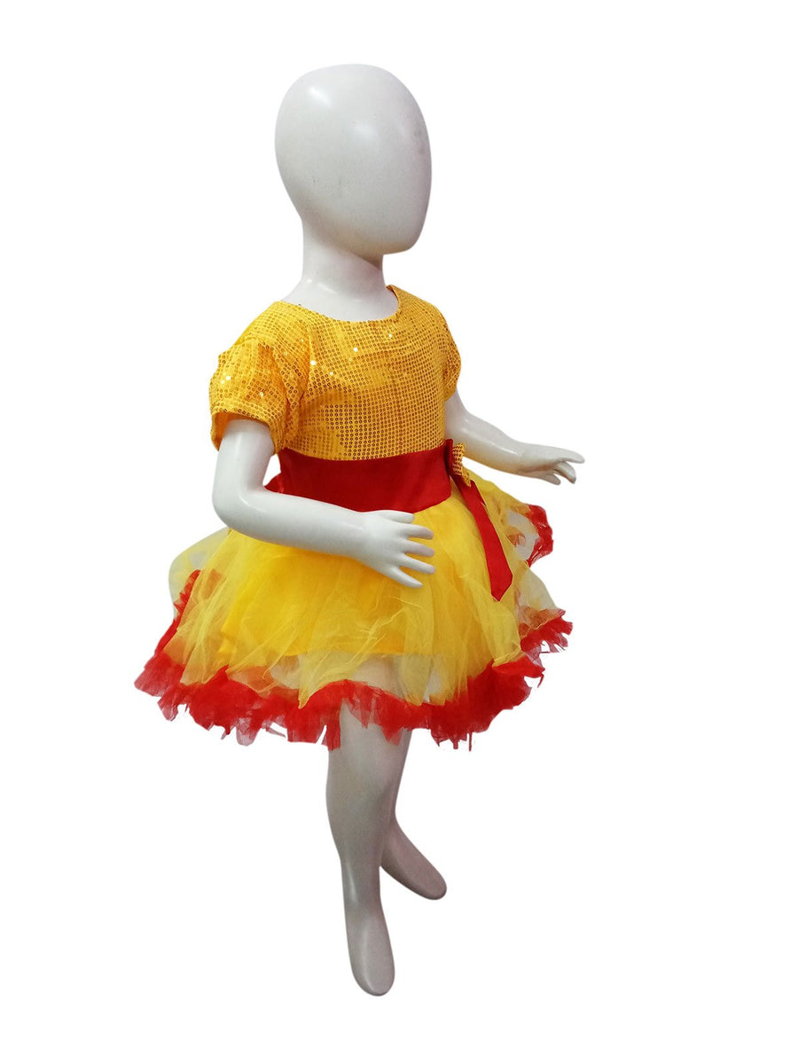 Red & Yellow Fire Western Dance Skirt Girls Fancy Dress Costume