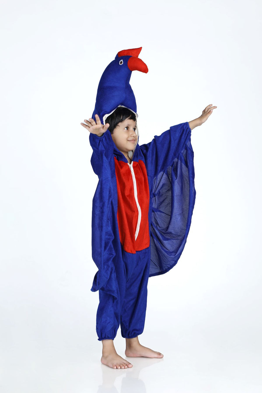 Peacock Blue Jumpsuit Indian National Bird Kids Fancy Dress Costume