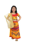 Radha Lehenga Chaniya Choli Janmashtami Multicolor Costume Dress for Girls with Golden Chunni