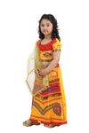 Radha Lehenga Chaniya Choli Janmashtami Multicolor Costume Dress for Girls with Golden Chunni