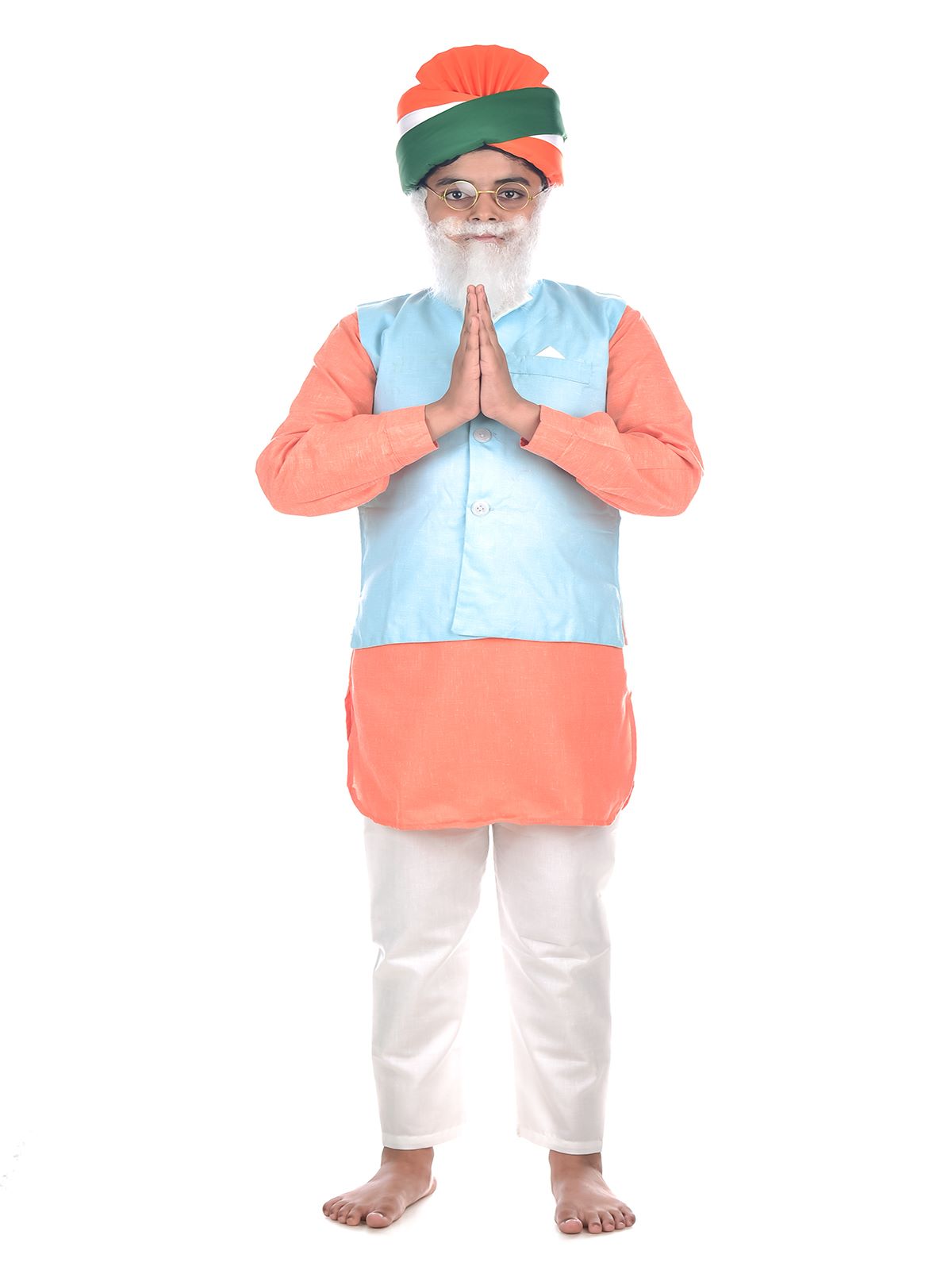 BookMyCostume Narendra Modi PM with Tricolor Pagri India Independence Day Kids Fancy Dress Costume