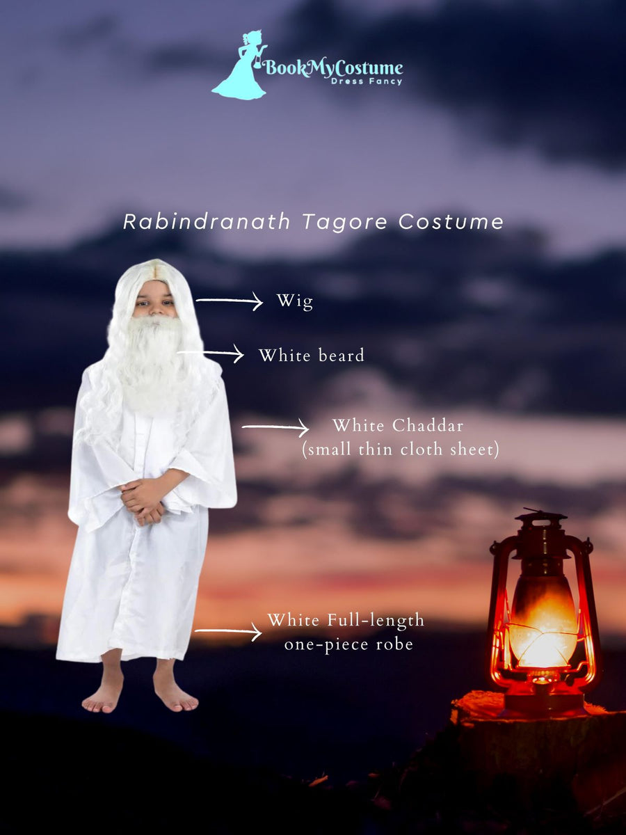 Rabindranath Tagore Indian Nobel Prize National Hero Kids Fancy Dress Costume