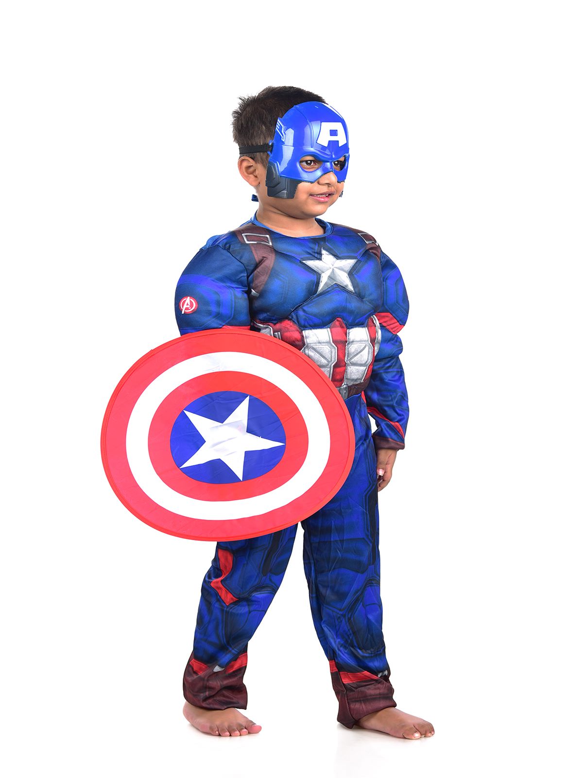 Captain America Avengers Superhero Kids Fancy Dress Costume with shiel