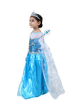 Elsa Snow Queen with Gloves Wand Crown and Wig Accessories Frozen Fairy tale Kids Fancy Dress Costume | Imported