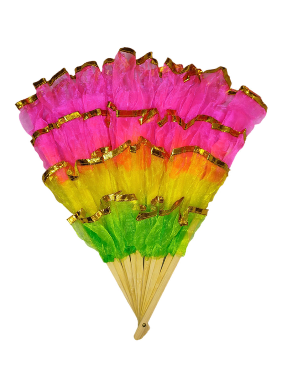 Dance Fan Multi Layered and Multi colored Kids & Adults Fancy Dress Costume Accessories for Group Annual Day Dances