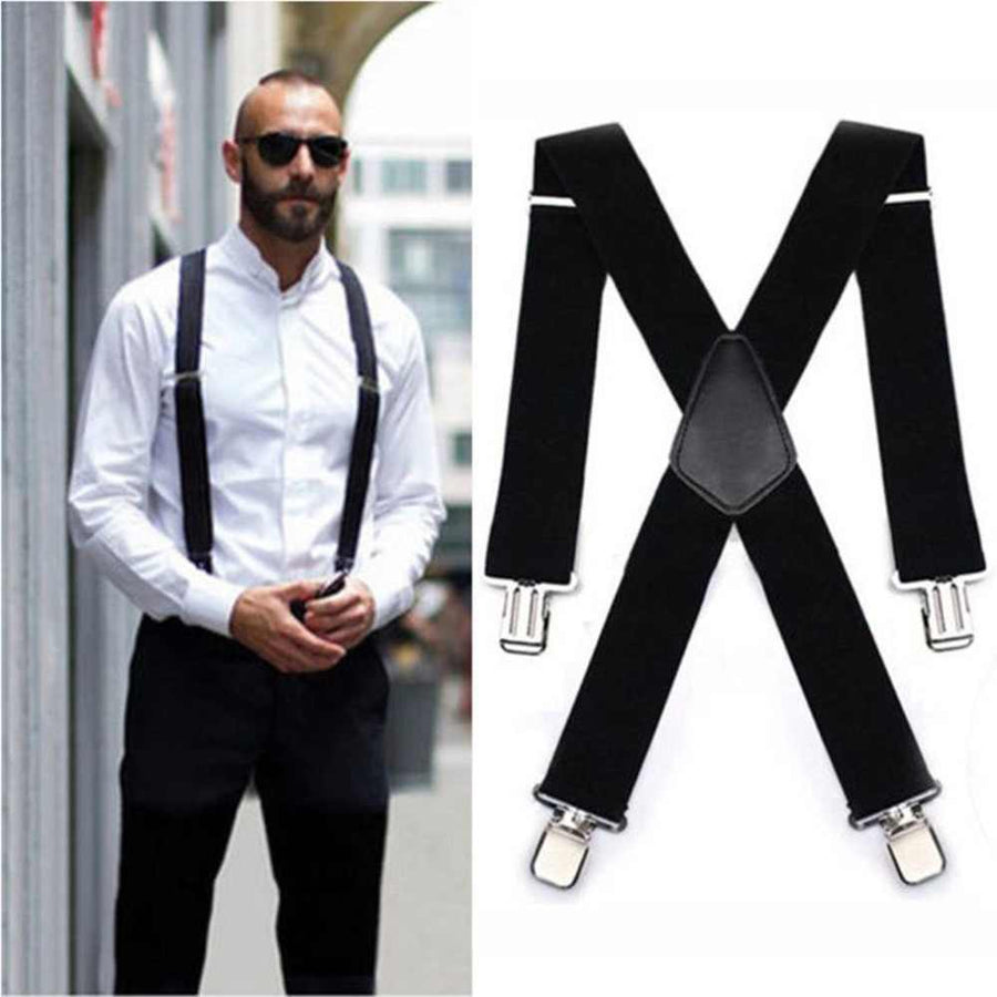 Trendy Black Formal Unisex Premium Suspenders Adults Fancy Dress Costume Accessory