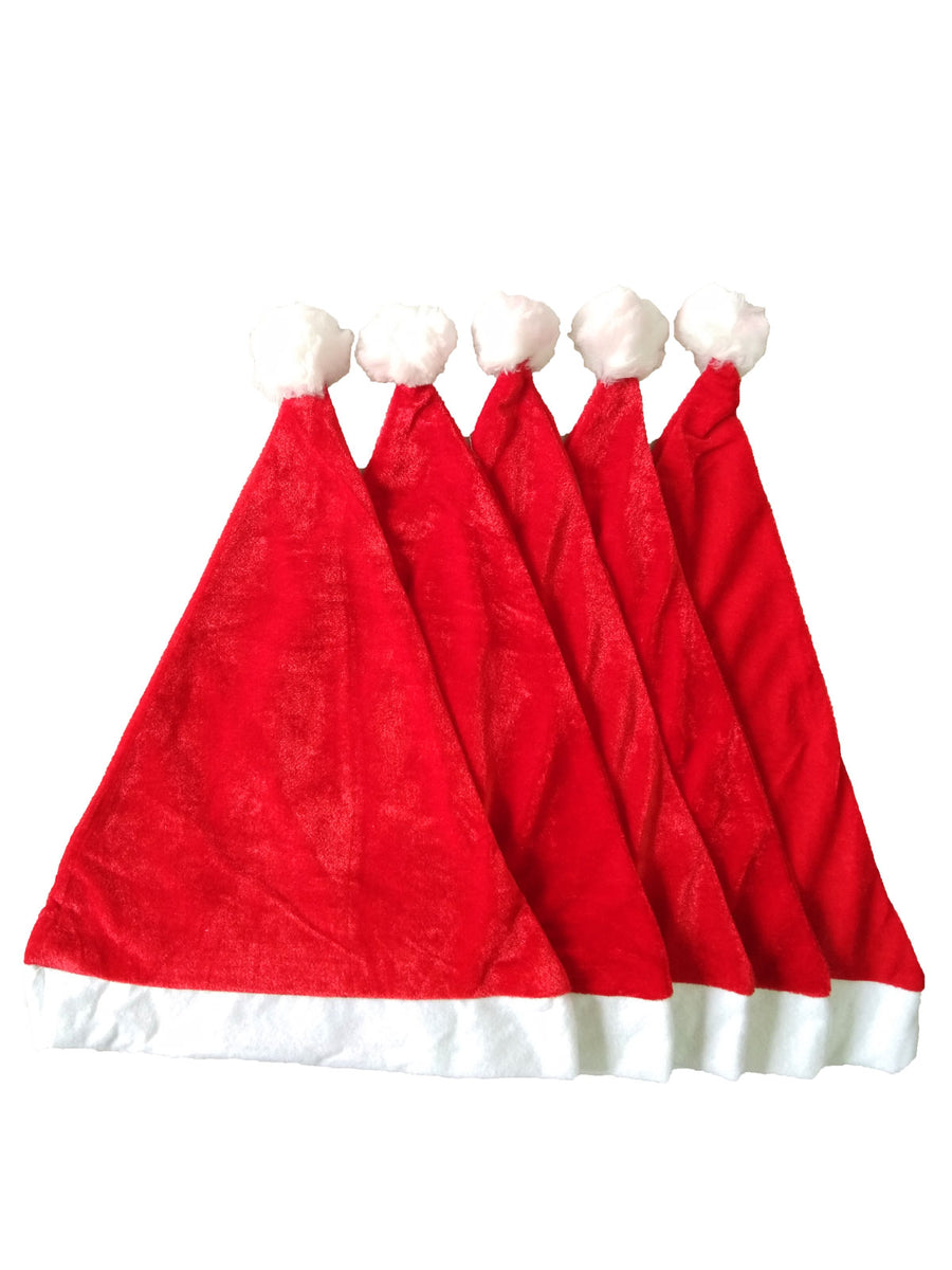 Set of 5 Santa Caps Combo Adults & Kids Fancy Dress Accessory