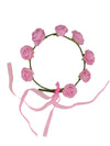Pink Rose Applique Tiara Crown Fancy Dress Costume Accessory for Girls